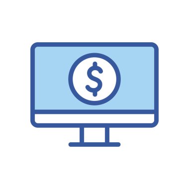 Bilgisayar satırı içindeki izole dolar ve biçim ikonu vektör tasarımını doldur