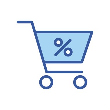 Alışveriş arabası çizgisi içinde izole edilmiş yüzde ve biçim ikon vektör tasarımını doldur