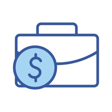 İzole para sikkesi ve bavul hattı ve biçim ikon vektör tasarımı