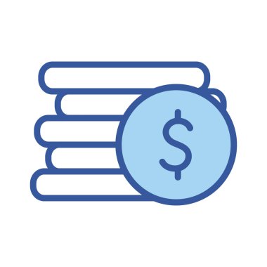 İzole para sikkeleri hattı ve biçim ikonu vektör tasarımı