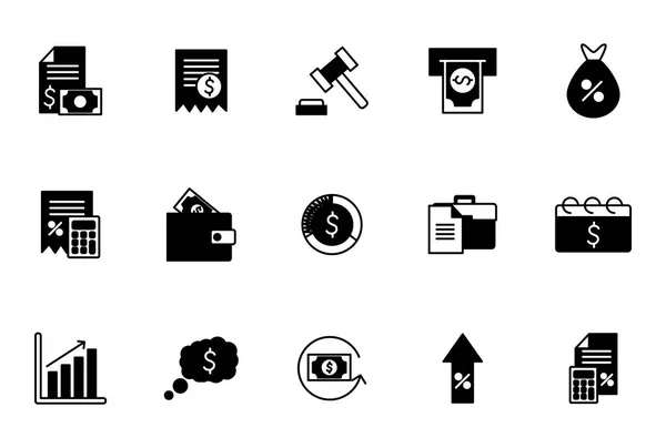 Geïsoleerd geld silhouet stijl pictogram set vector ontwerp — Stockvector