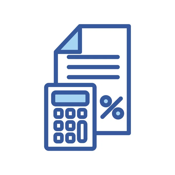 Documento monetário isolado e linha de calculadora e design de vetor ícone de estilo de preenchimento —  Vetores de Stock