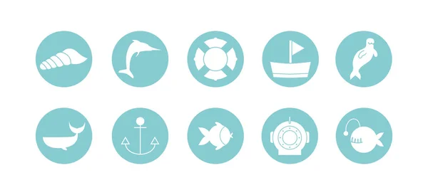 İzole edilmiş deniz yaşamı blok biçim ikonu vektör tasarımı — Stok Vektör