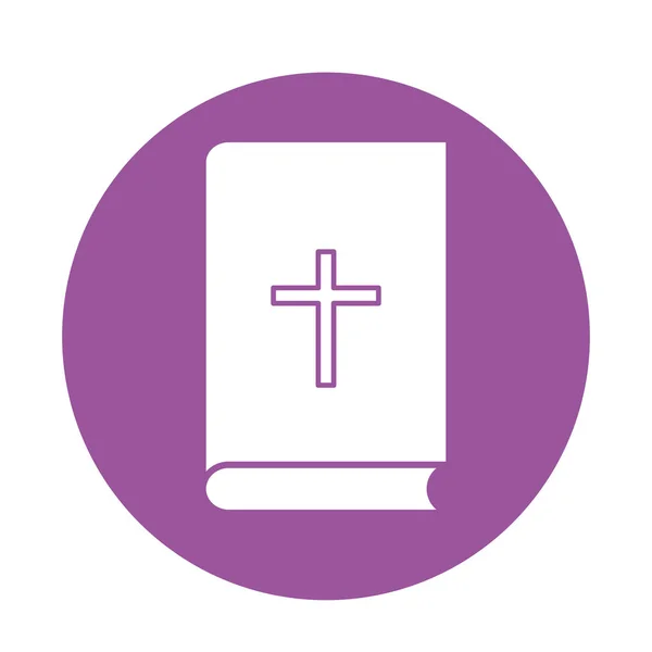 Diseño de vectores de iconos de estilo de bloque de biblia cristiana y católica — Vector de stock