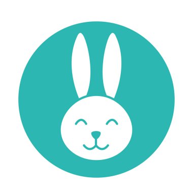 Mutlu Paskalya Tavşanı karikatür blok biçim ikon vektör tasarımı