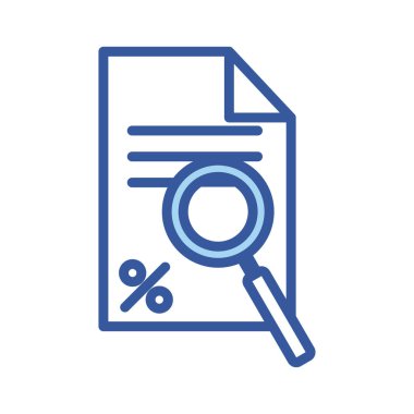 İzole para belgesi ve lupe satırı ve biçim ikon vektör tasarımı