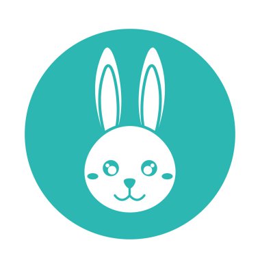 Mutlu Paskalya Tavşanı karikatür blok biçim ikon vektör tasarımı