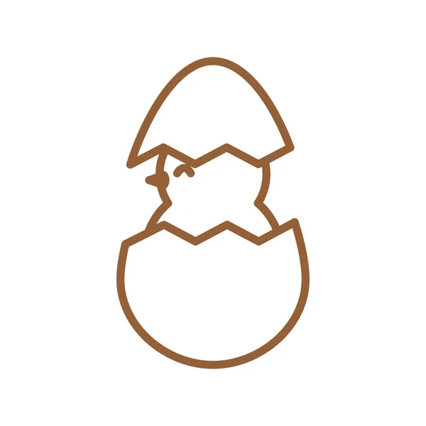 Счастливый пасхальный цыпленок внутри яйца линии стиль иконки вектор дизайн — стоковый вектор