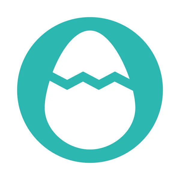 Feliz Pascua roto huevo bloque estilo icono vector diseño — Vector de stock