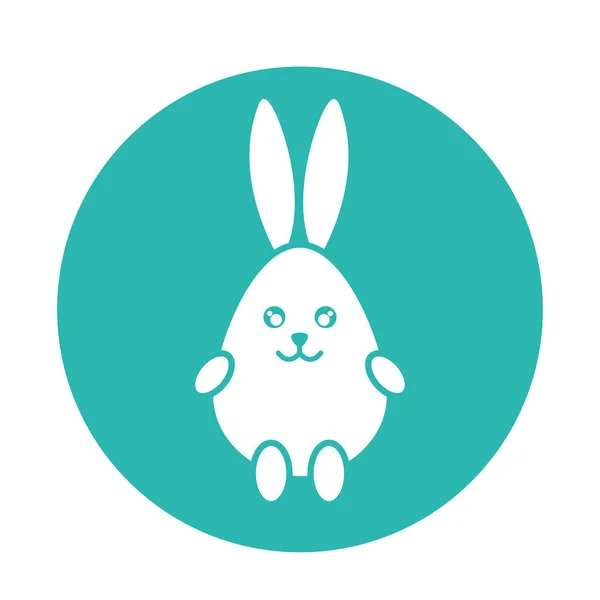 Щасливий великодній кролик яйце блок стиль значок векторний дизайн — стоковий вектор