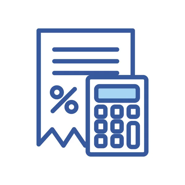 Documento monetário isolado e linha de calculadora e design de vetor ícone de estilo de preenchimento —  Vetores de Stock