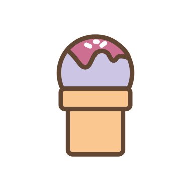 İzole edilmiş tatlı dondurma hattı ve biçim ikonu vektör tasarımını doldur