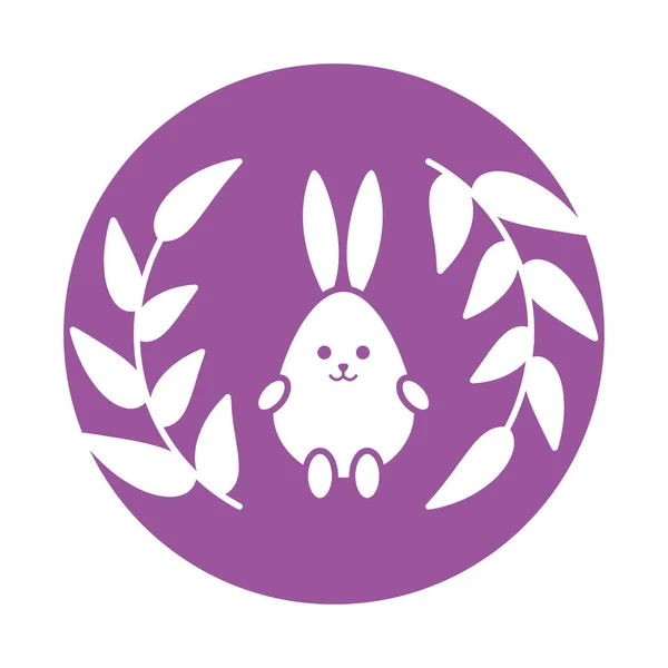 Mutlu Paskalya tavşanı yumurta blok tarzı ikon vektör tasarımı — Stok Vektör