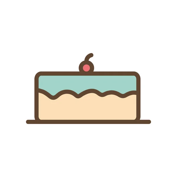 İzole edilmiş tatlı pasta çizgisi ve biçim ikonu vektör tasarımını doldur — Stok Vektör