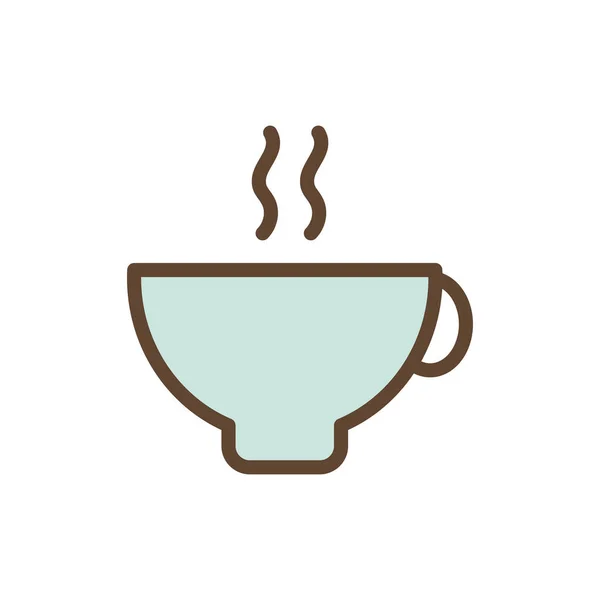 Línea de bebida de taza de té aislada y diseño de vectores de iconos de estilo de relleno — Vector de stock