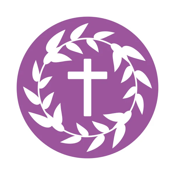 Christelijke en katholieke cross block stijl icoon vector ontwerp — Stockvector