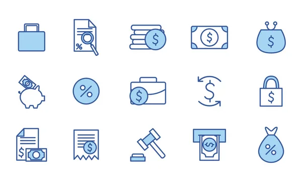 Isolated money line and fill style icon set vector design — Stock Vector