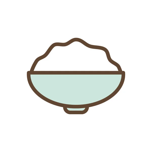 Ligne de nourriture bol de riz isolé et design vectoriel icône de style de remplissage — Image vectorielle
