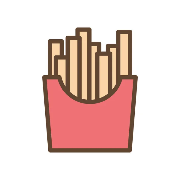 Línea de alimentos de papas fritas aisladas y diseño de vectores icono de estilo de relleno — Vector de stock