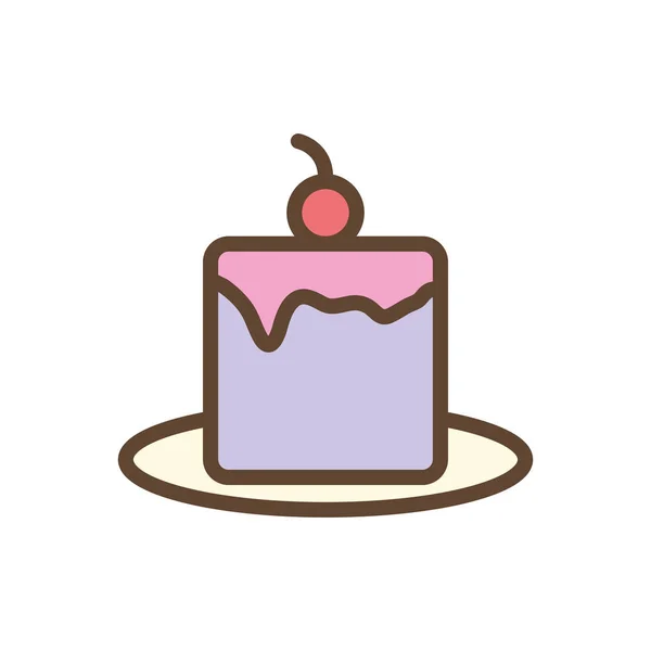 İzole edilmiş tatlı pasta çizgisi ve biçim ikonu vektör tasarımını doldur — Stok Vektör