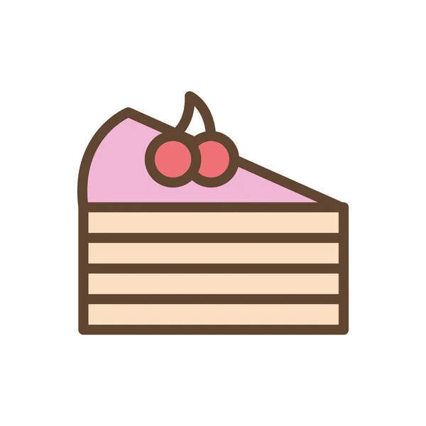 Изолированная линия сладкого торта и дизайн иконок стиля заливки — стоковый вектор