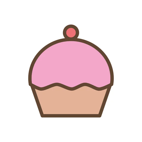 Línea de cupcake dulce aislada y diseño de vectores de iconos de estilo de relleno — Archivo Imágenes Vectoriales