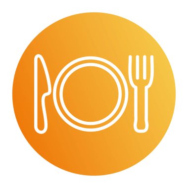 İzole edilmiş çatal bıçak takımı ve tabak bloğu biçim vektör tasarımı