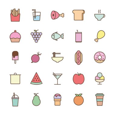 İzole gıda hattı ve biçim simgesi vektör dizaynı