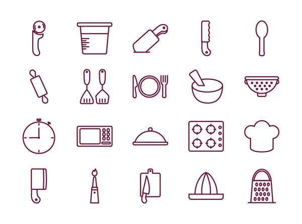 Cocinero aislado y cocina estilo icono conjunto vector diseño — Archivo Imágenes Vectoriales