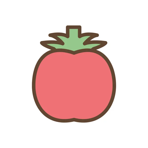 Línea de verduras de tomate aislado y diseño de vectores icono de estilo de relleno — Vector de stock