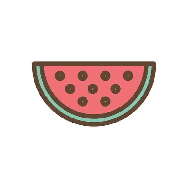 Linha de frutas de melancia isolada e design de vetor de ícone de estilo de preenchimento — Vetor de Stock