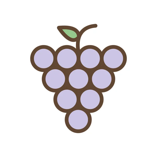 Línea de fruta de uvas aisladas y diseño de vectores de icono de estilo de relleno — Vector de stock
