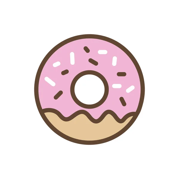 Linha de donut doce isolada e design de vetor ícone de estilo de preenchimento — Vetor de Stock