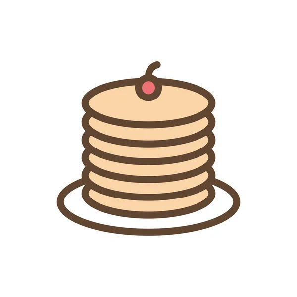 Garis makanan pancake yang terisolasi dan desain vektor ikon gaya isian - Stok Vektor