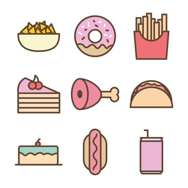 Isolated food line and fill style icon set vector design — Stock Vector