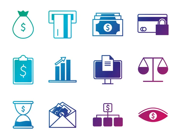 Isolated money gradient style icon set vektordesign — Stockvektor