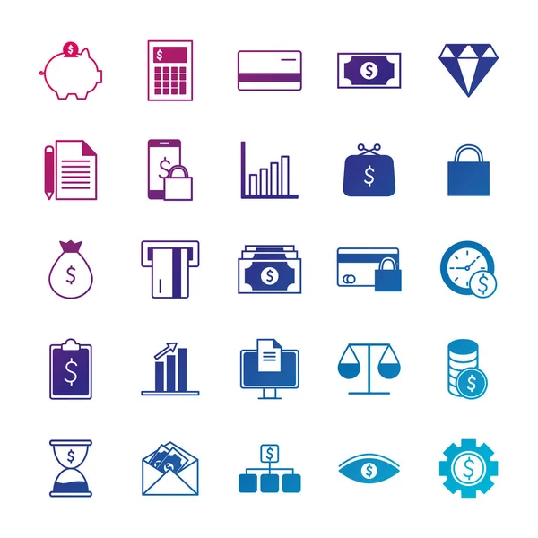 Isolated money gradient style icon set vector design — Stock Vector