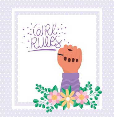 Çiçekler ve kadınların yaprakları ile el vektör tasarımı güçlendirme