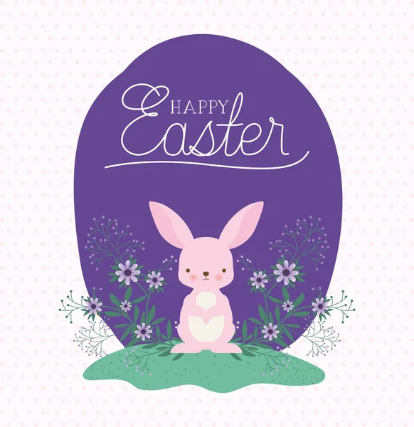 Happy easter rabbit with flowers vector design