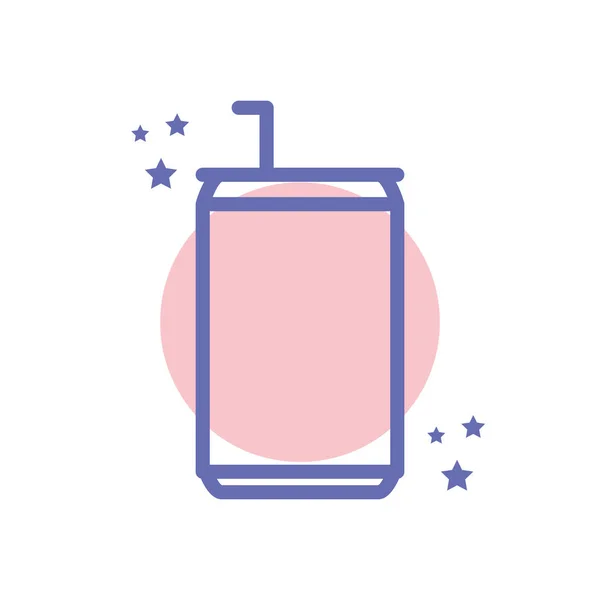 Isolated soda can drink block line style icon vector design — Stok Vektör