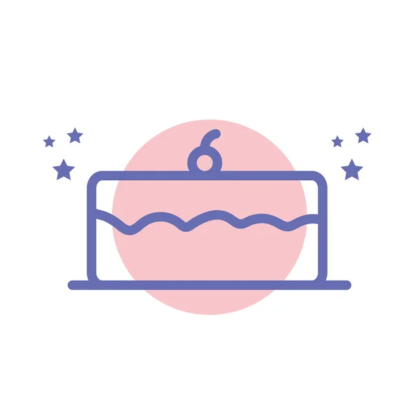 Isolated sweet cake block line style icon vector design — Wektor stockowy