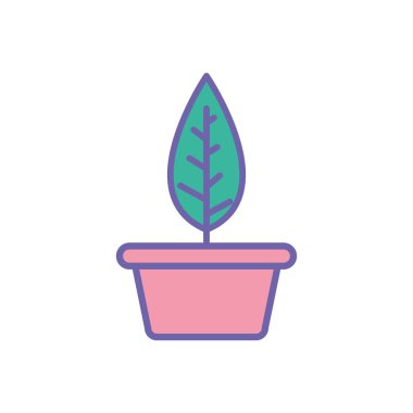 Isolated plant inside pot line and fill style icon vector design