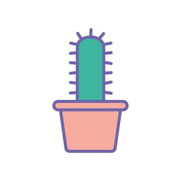 Cactus isolato all'interno della linea di pentole e design vettoriale icona di stile di riempimento — Vettoriale Stock