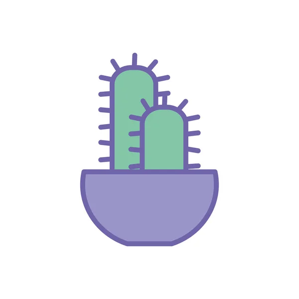 Isolated cactus inside pot line and fill style icon vector design — Stockvektor
