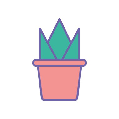 Isolated plant inside pot line and fill style icon vector design
