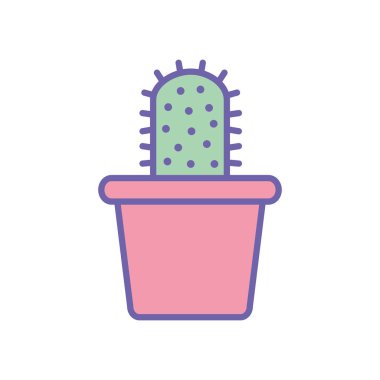 Isolated cactus inside pot line and fill style icon vector design