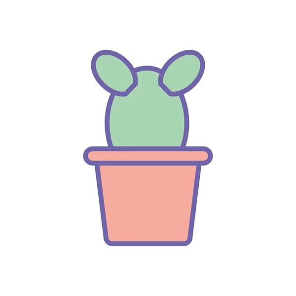 Isolated cactus inside pot line and fill style icon vector design — ストックベクタ