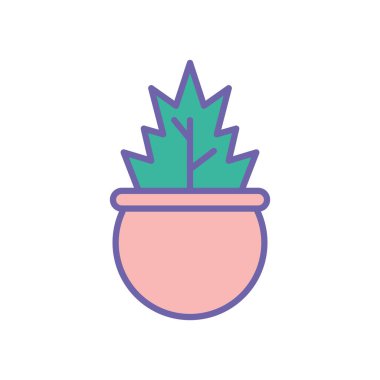 Isolated plant inside pot line and fill style icon vector design