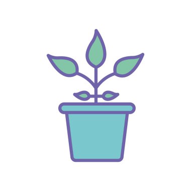 Isolated plant inside pot line and fill style icon vector design