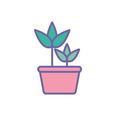 Isolated plant inside pot line and fill style icon vector design